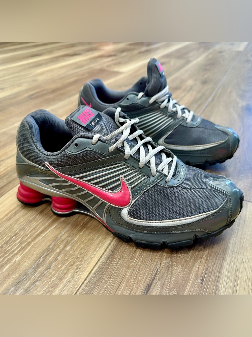 Y2K Nike Shox Turbo 8 Shoes, 344948-061, Pink Grey Silver, Women’s 10.5